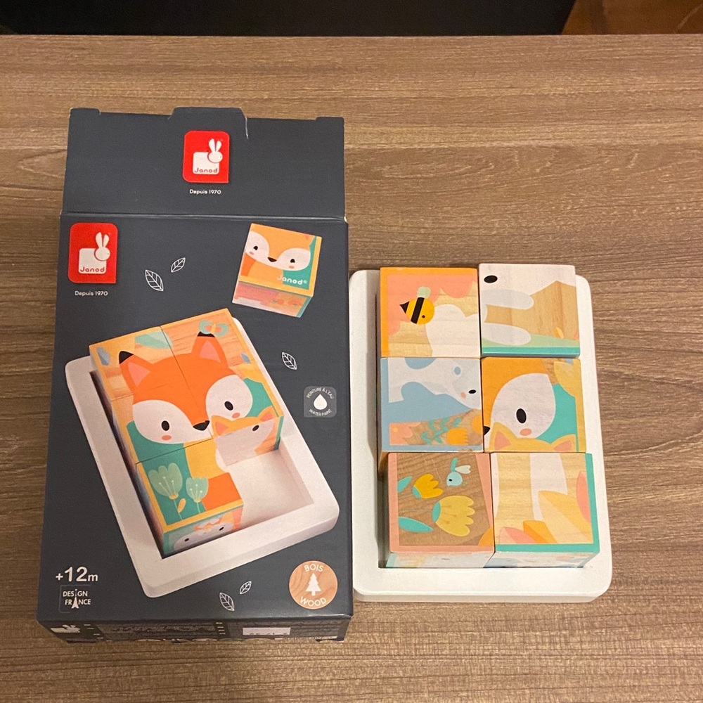 Fox and Bee Wooden Puzzle Blocks